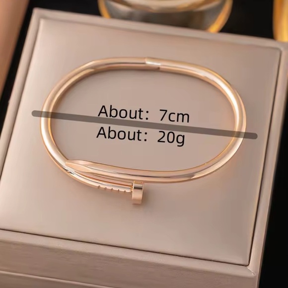 Juste En Clou Nail Gold Stainless Steel Waterproof Minimalist Bracelet - Picture 6 of 8